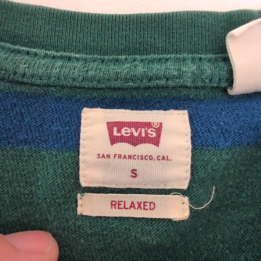 Levi's Green Striped Pocket‎ Tee - Men's Size S - Picture 4 of 8